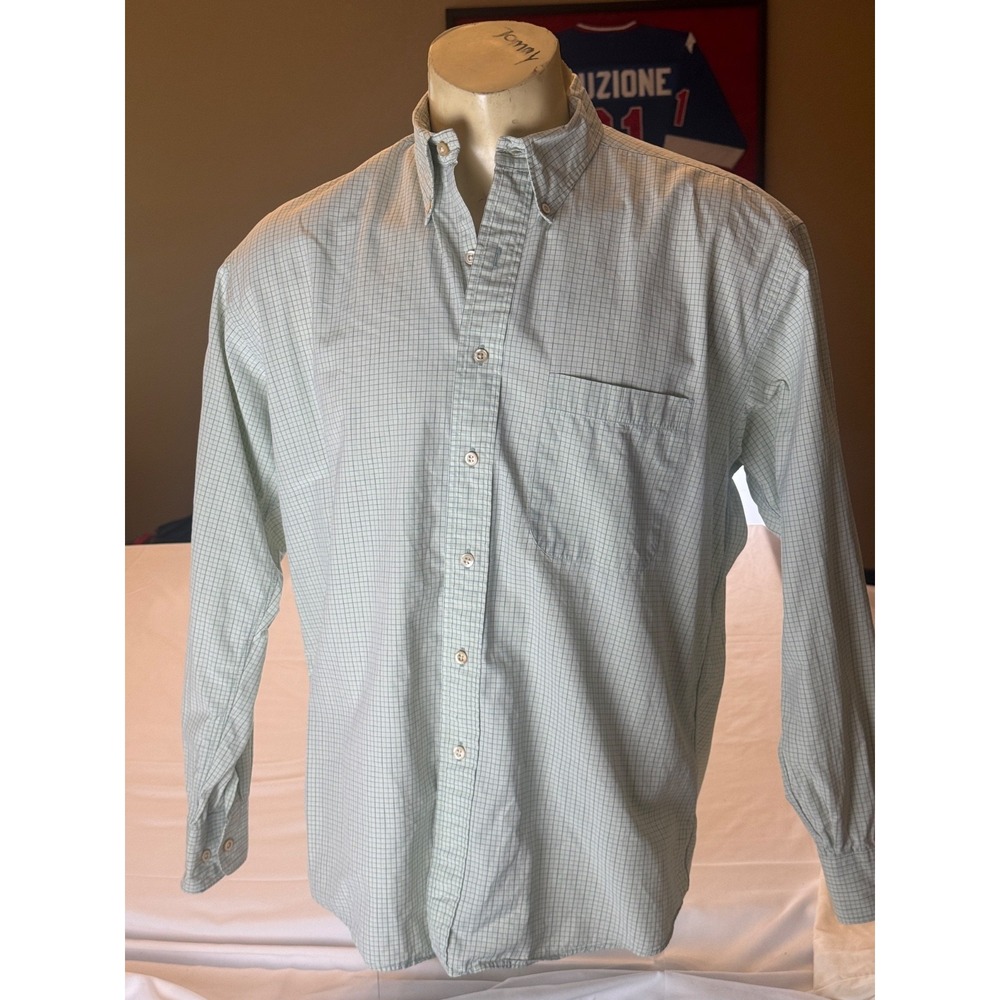 Burberry London Men's Mint Blue Windowpane Check Button Down Shirt Old Money